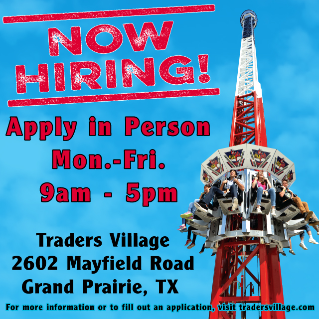 Now Hiring at Traders Village Grand Prairie